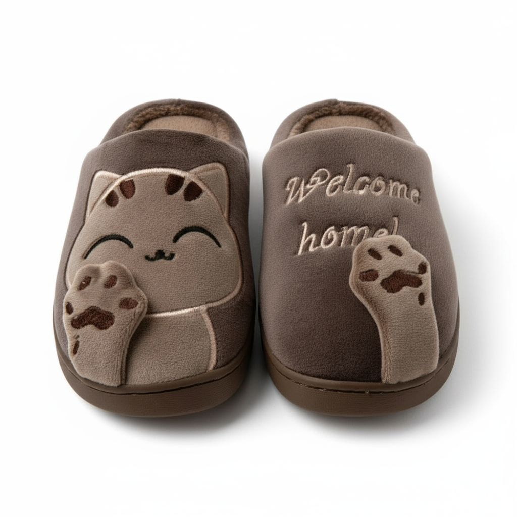 Pantoufles Chat Marron - Confort et Douceur pour Vos Pieds
