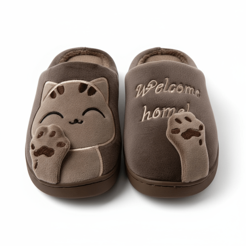 Pantoufles Chat Marron - Confort et Douceur pour Vos Pieds