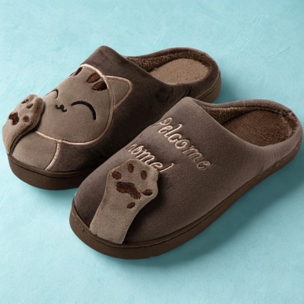 Pantoufles Chat Marron - Confort et Douceur pour Vos Pieds