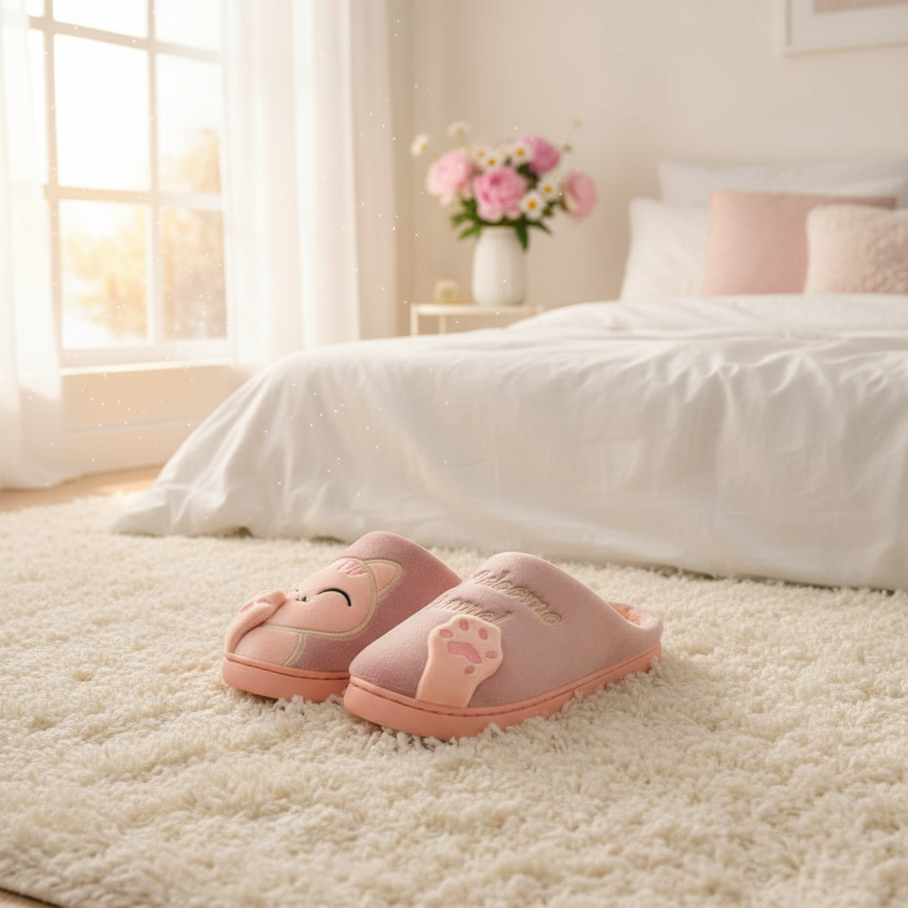 Pantoufles Chat Rose Cosy pour un Confort Optimal