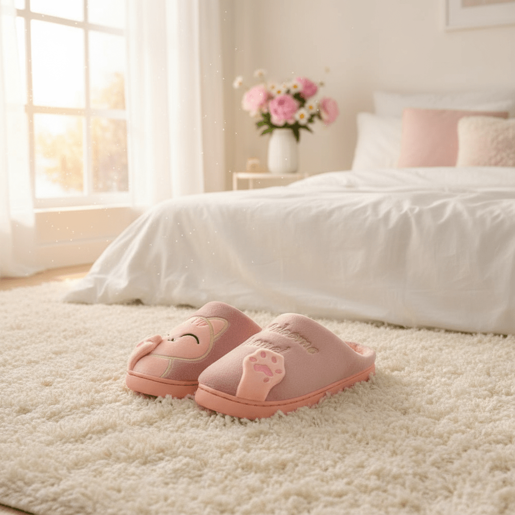 Pantoufles Chat Rose Cosy pour un Confort Optimal
