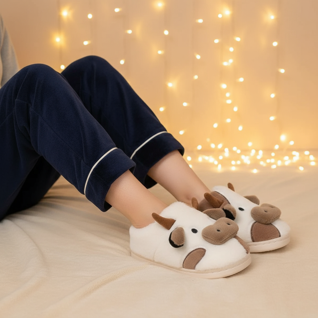Pantoufles Cosy Vache - Douceur et Confort Assurés pour un Bien-Être Optimal