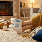 Pantoufles Coton Smiley Bleu Confortables et Stylées