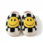 Pantoufles Damier Coton Jaune avec Smiley - Le Confort et le Style Inégalés pour vos Pieds