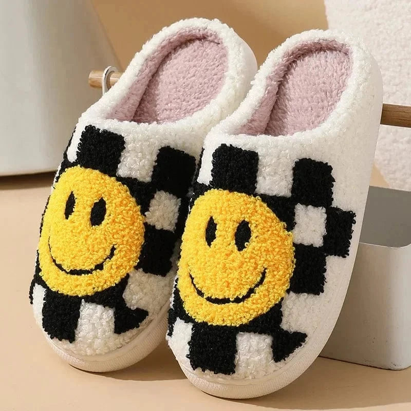 Cosysol Clair / 36-37 Pantoufles Damier en coton  Smiley Jaune