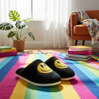 Pantoufles en coton Smiley jaune - Confort et Style pour vos Pieds