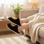 Pantoufles en coton Smiley jaune - Confort et Style pour vos Pieds