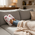 Pantoufles en fourrure rose Mignone en fourrure de vache