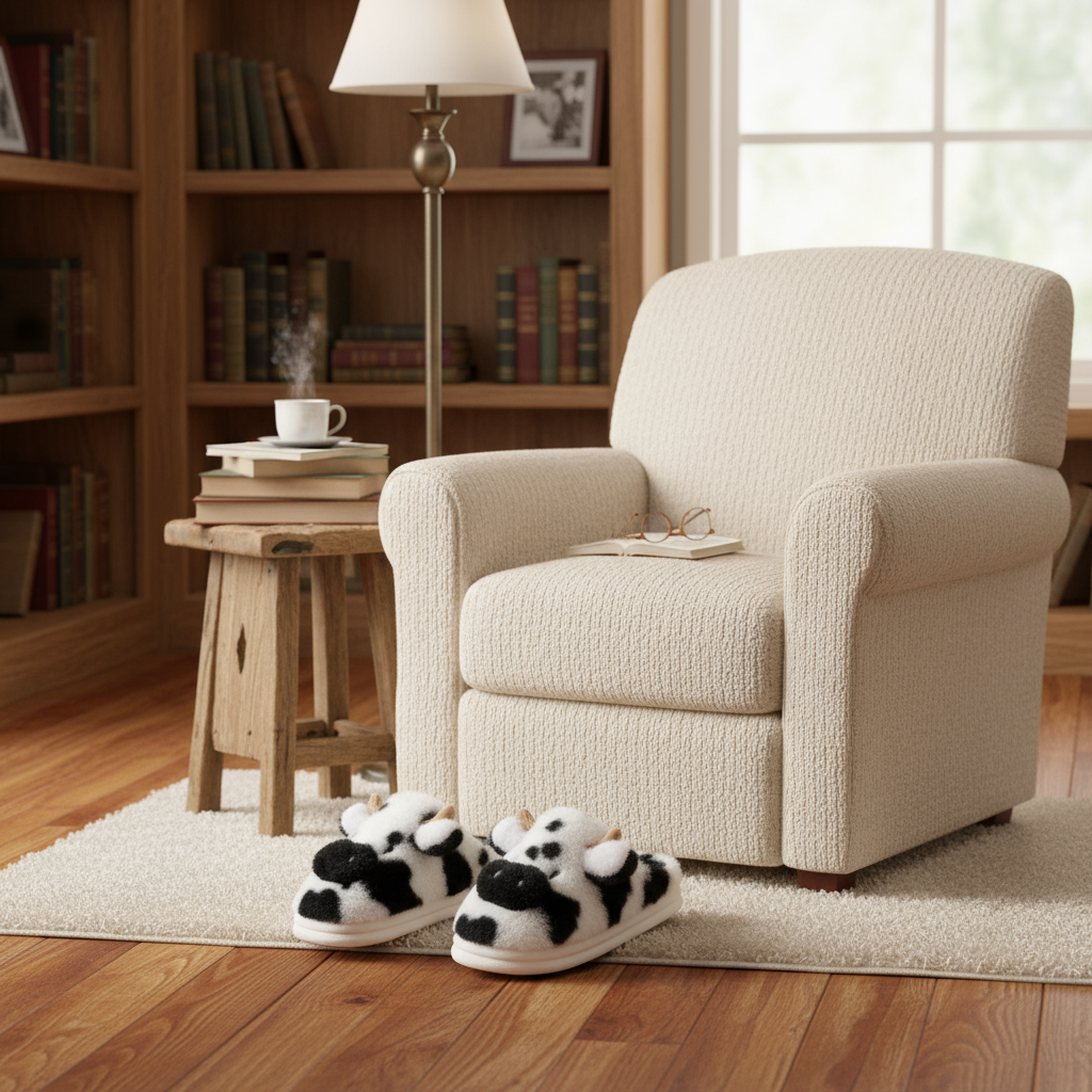 Pantoufles en fourrure tachetées Noir et Blanc de vache Mignone