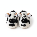 Pantoufles en fourrure tachetées Noir et Blanc de vache Mignone Noir / 36-37