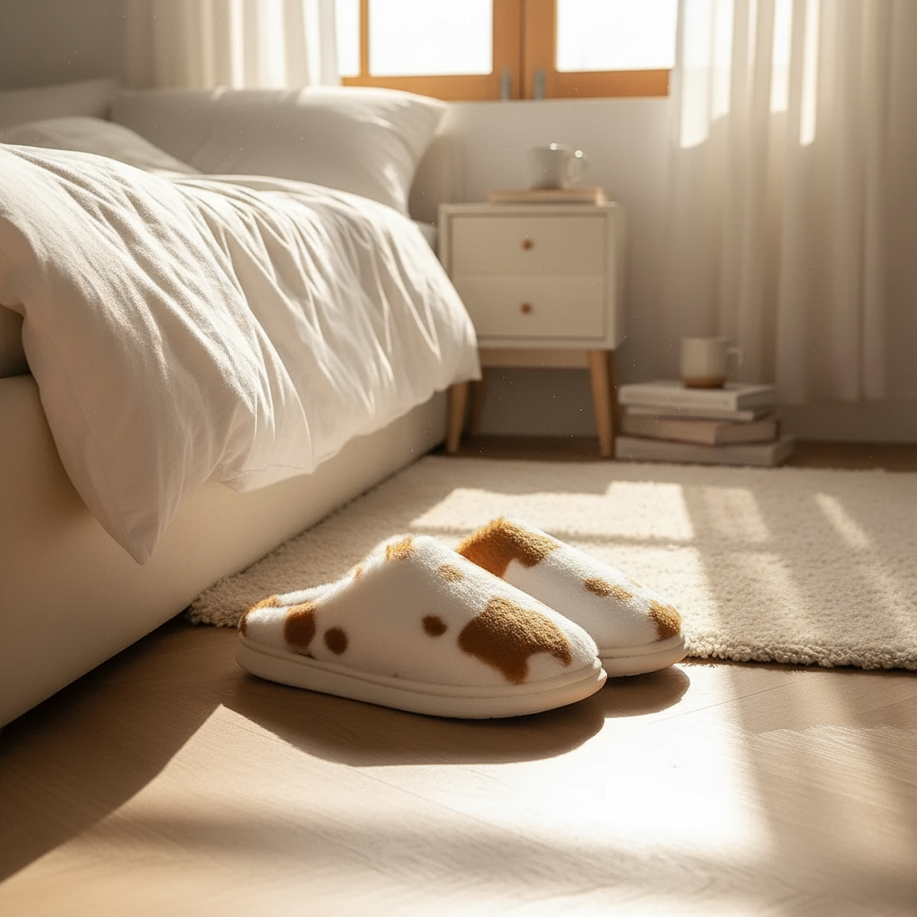 Pantoufles Fourrure Vache Marron pour un Confort Absolu