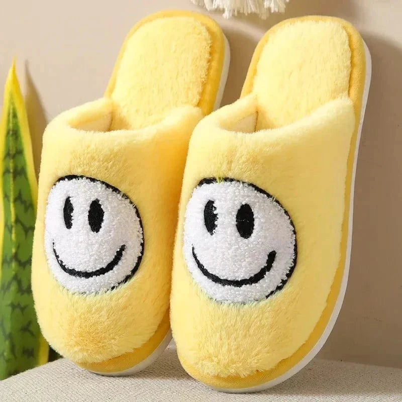Cosysol Jaune / 36-37 Pantoufles Jaune en coton Smiley Blanc