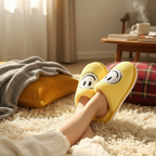 Pantoufles Jaunes Confortables en Coton Smiley Blanc pour Un Style Unique et Un Confort Optimal