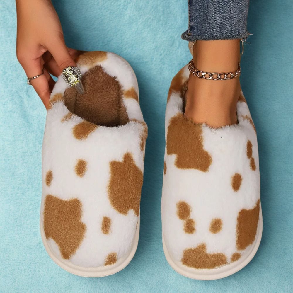 Cosysol Pantoufles Mignone en fourrure de vache Marron