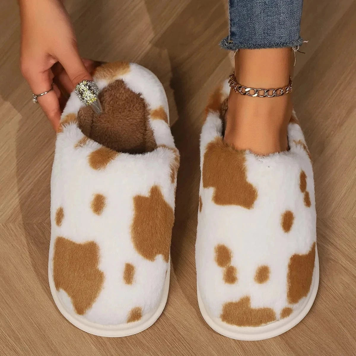 Cosysol Marron / 36-37 Pantoufles Mignone en fourrure de vache Marron