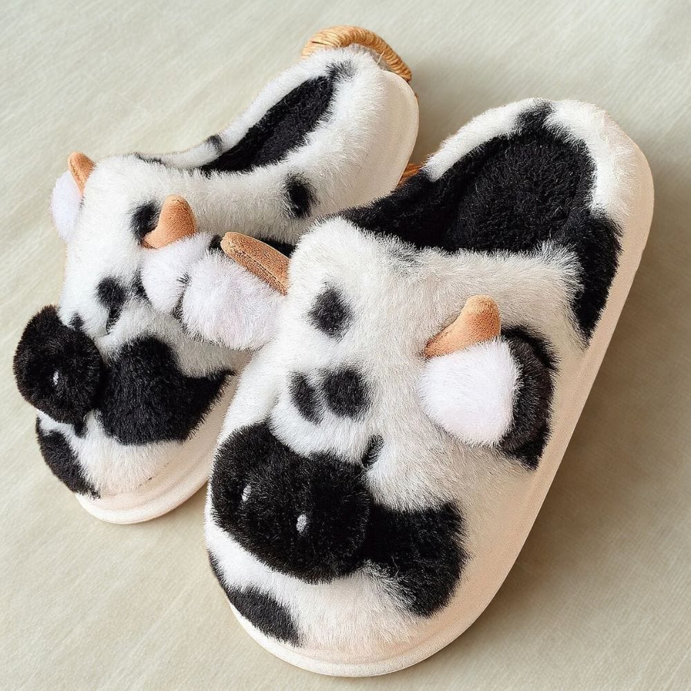 Cosysol Noir / 36-37 Pantoufles Mignone en fourrure de vache Noir et Blanc Tacheté
