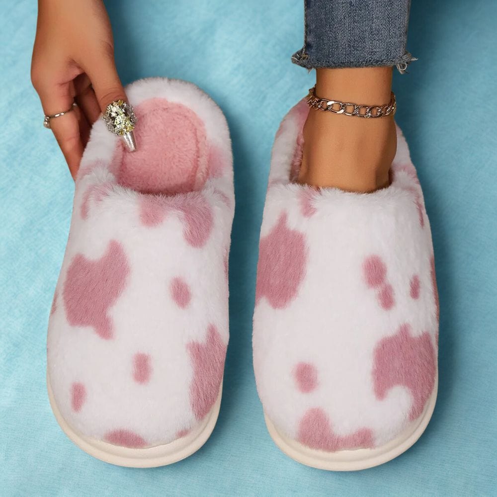 Cosysol Pantoufles Mignone en fourrure de vache Rose