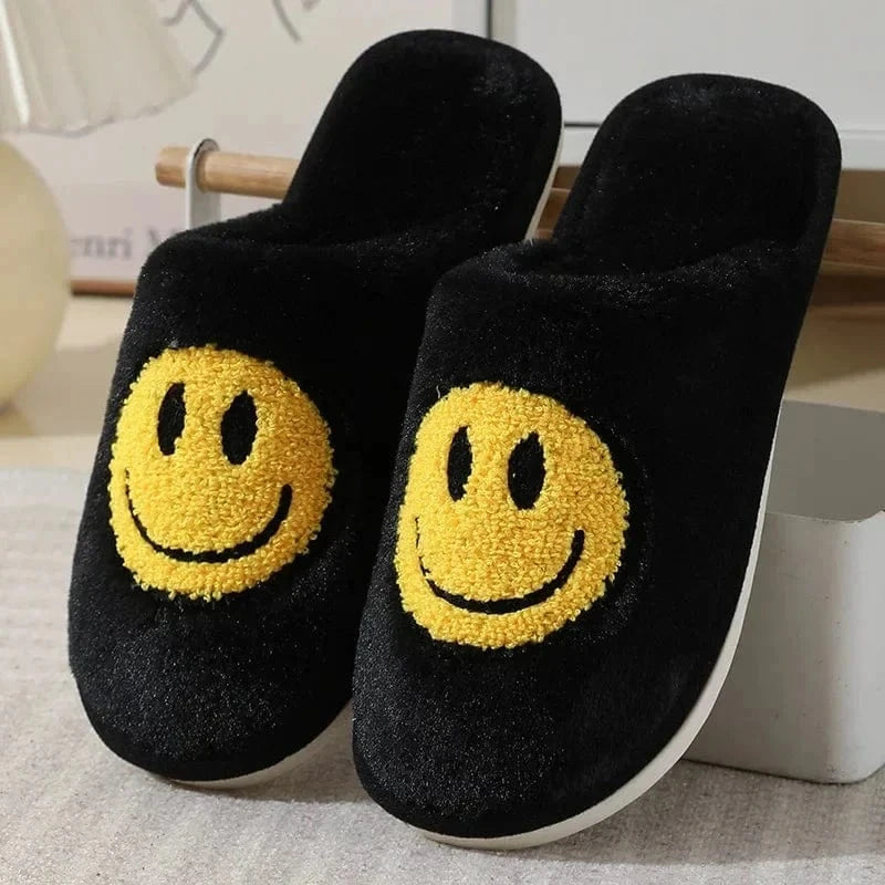 Cosysol Noir / 36-37 Pantoufles Noir en coton Smiley Jaune