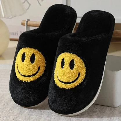 Cosysol Noir / 36-37 Pantoufles Noir en coton Smiley Jaune