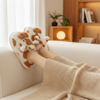 Pantoufles Vache Marron Mignonne et Cosy
