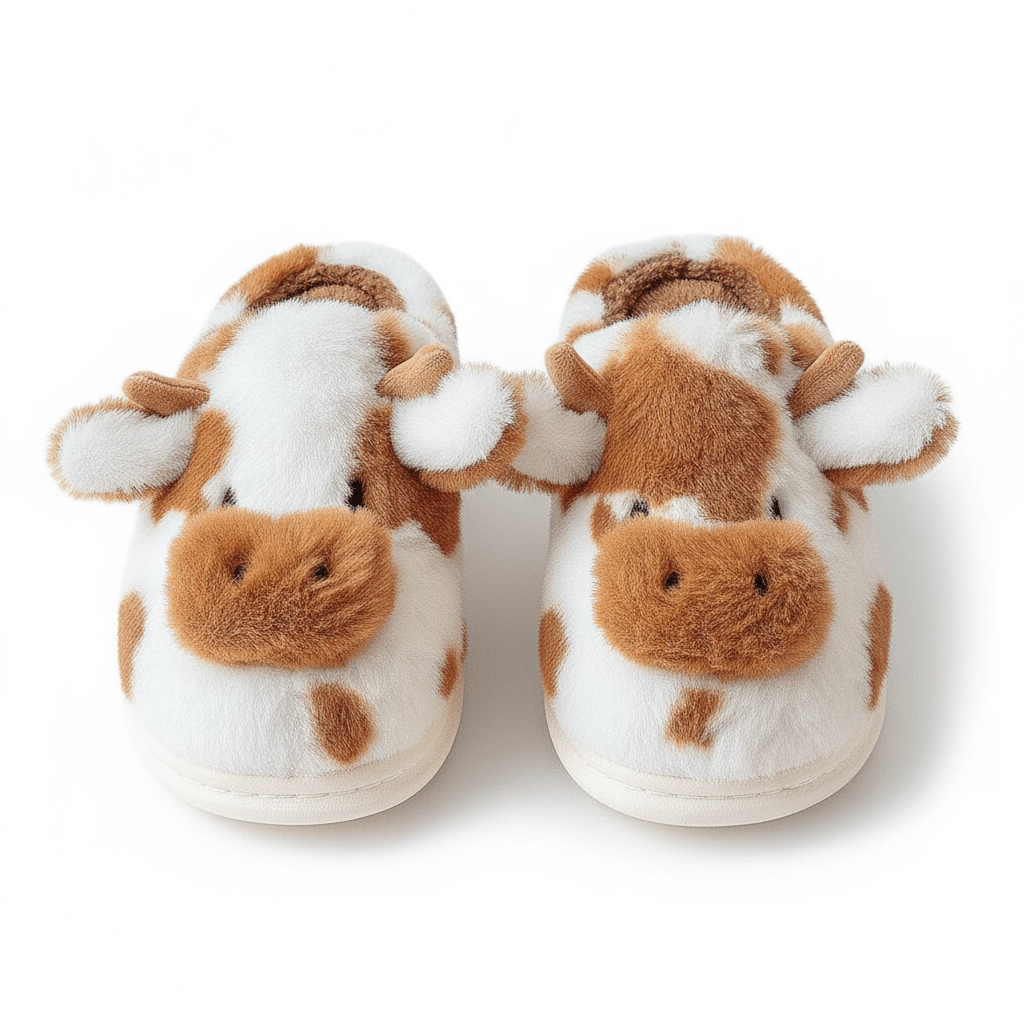 Pantoufles Vache Marron Mignonne et Cosy