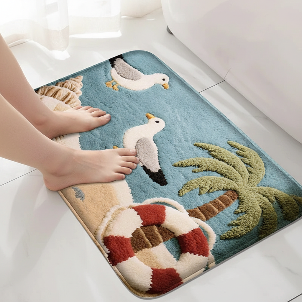 Pieds nus tapis marin carré