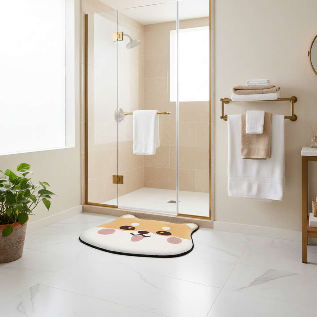 Salle de bain lifestyle tapis chien