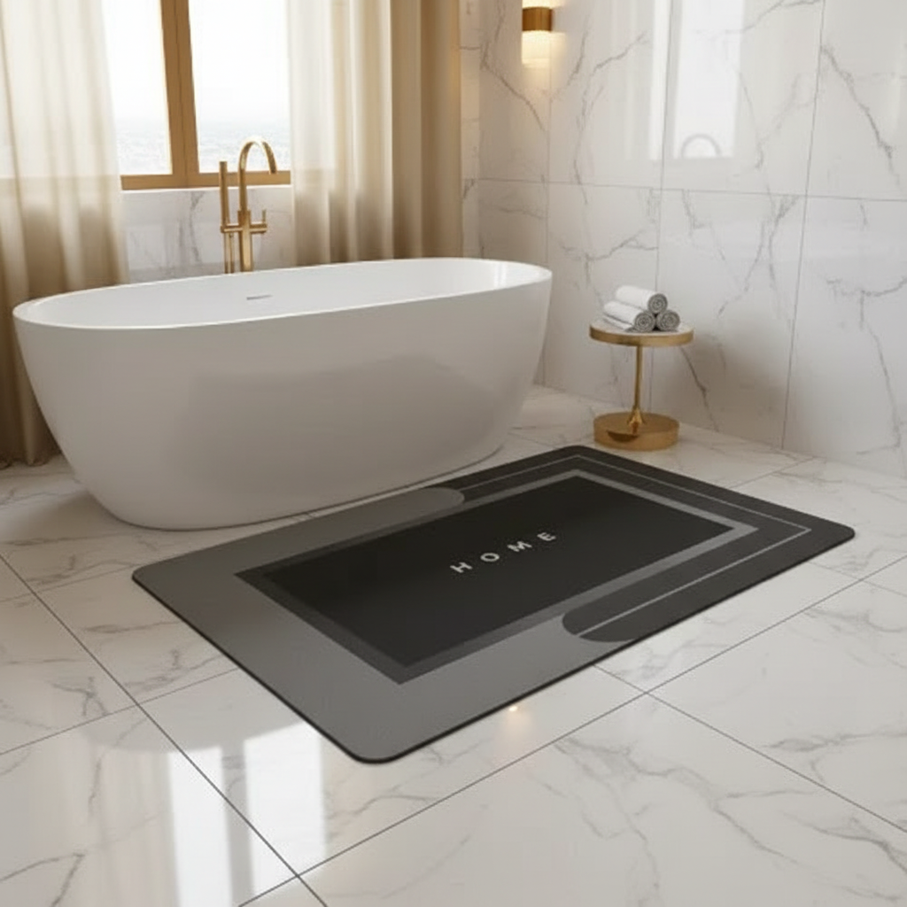 Tapis anthracite baignoire îlot
