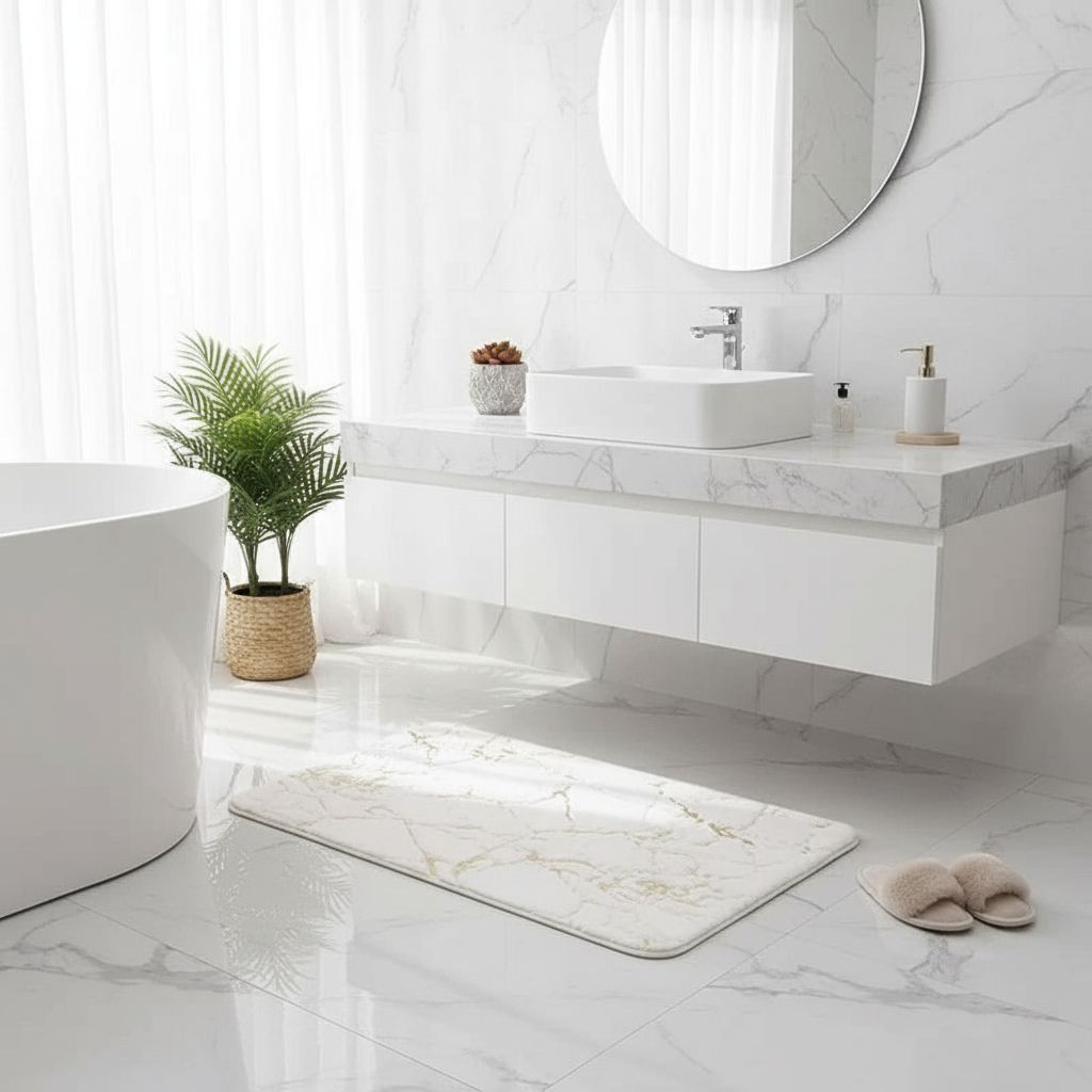 Tapis antidérapant salle de bain blanc de haute qualité