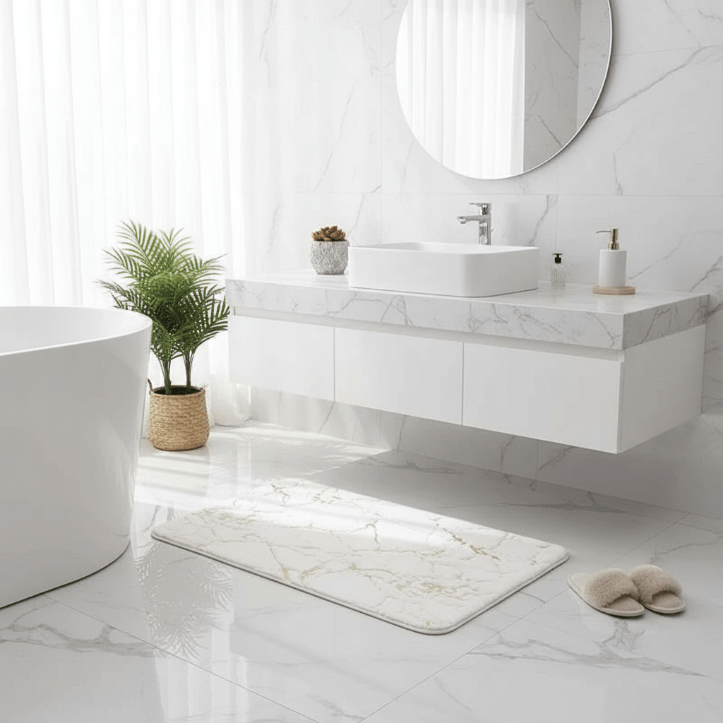 Tapis antidérapant salle de bain blanc de haute qualité