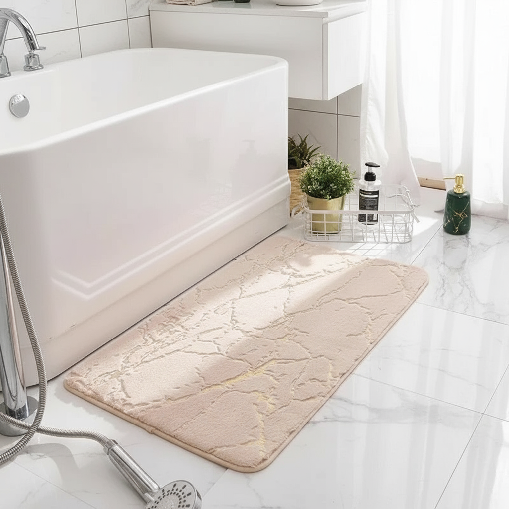 Tapis antidérapant saumon salle de bain - Soyeux et élégant