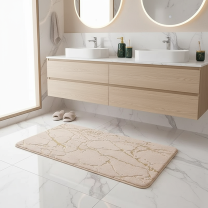 Tapis antidérapant saumon salle de bain - Soyeux et élégant