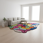 Tapis artistique couleur vive irrégulier pour une décoration unique