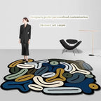 Ma boutique Tapis artistique irrégulier Noir Blanc Gris