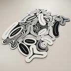 Tapis artistique noir blanc gris irrégulier pour un intérieur moderne Gris / 80x120cm