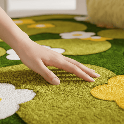 Tapis aux formes irrégulières doux Vert — Nature & Sérénité pour votre salon