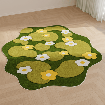Tapis aux formes irrégulières doux Vert — Nature & Sérénité pour votre salon