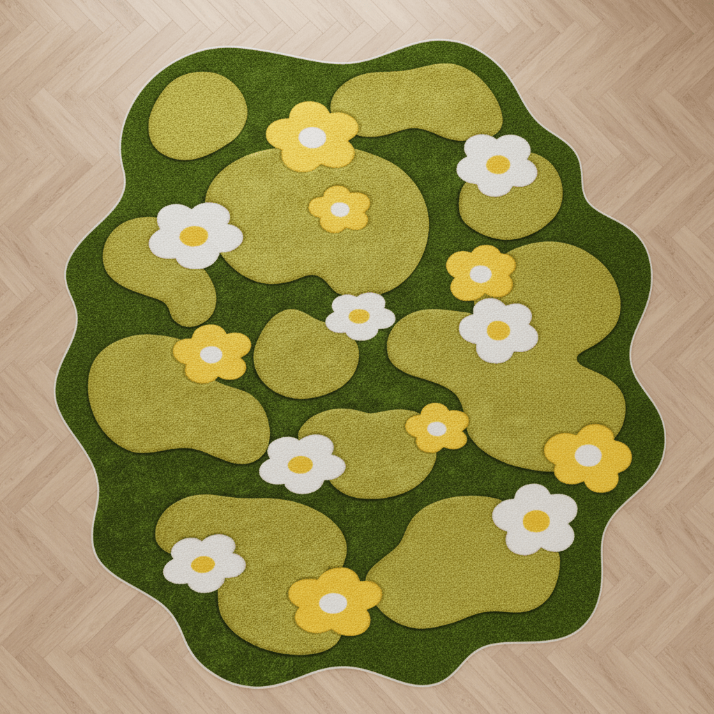 Tapis aux formes irrégulières doux Vert — Nature & Sérénité pour votre salon