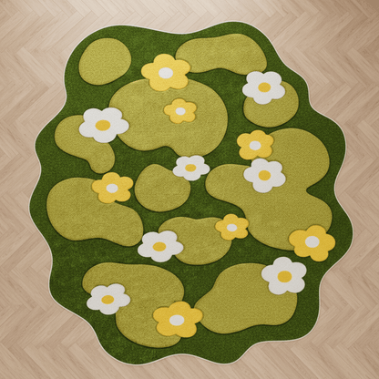 Tapis aux formes irrégulières doux Vert — Nature & Sérénité pour votre salon