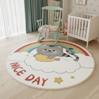 Tapis Bébé Chat Arc-En-Ciel Rond pour Chambre d'Enfant