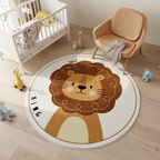 Tapis bébé lion mignon rond pour chambre d'enfant