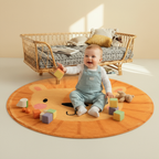 Tapis bébé lion rond - Tapis chambre bébé rond Lion souriant