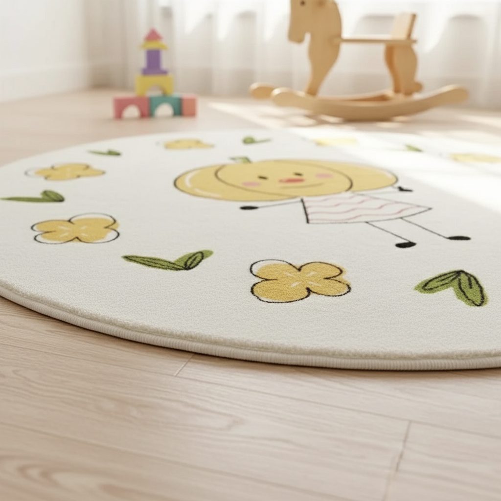 Tapis bébé rond chambre enfant - Petite joyeuse pour un confort stylé