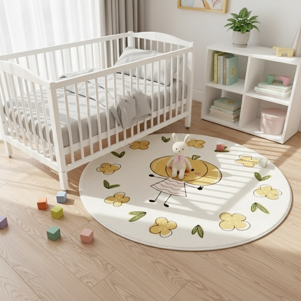 Tapis bébé rond chambre enfant - Petite joyeuse pour un confort stylé