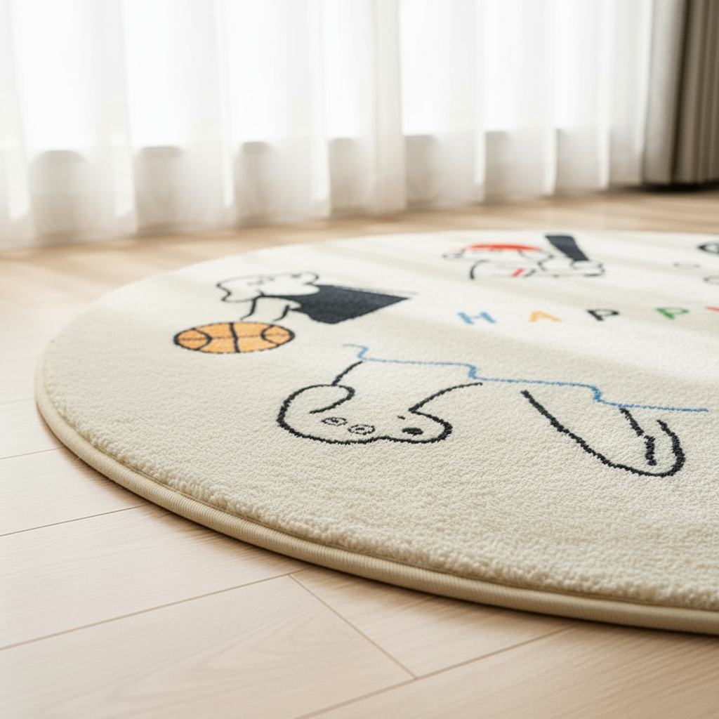 Tapis bébé rond dessin animé pour chambre d'enfant