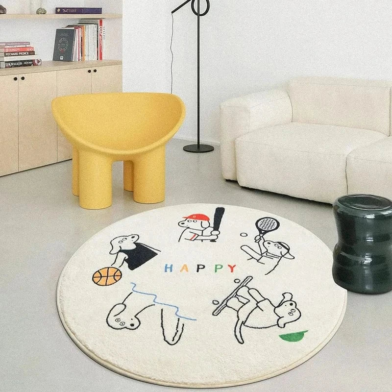 Tapis bébé rond dessin animé pour chambre d'enfant