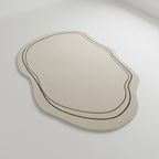 Tapis Beige Contour Marron - Tapis Forme Irrégulière de Salon