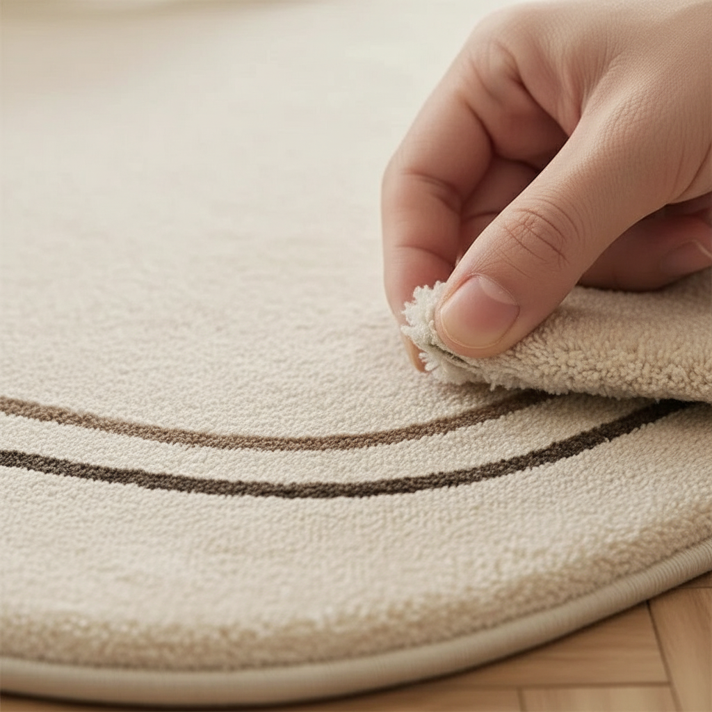 Tapis Beige Contour Marron - Tapis Forme Irrégulière de Salon