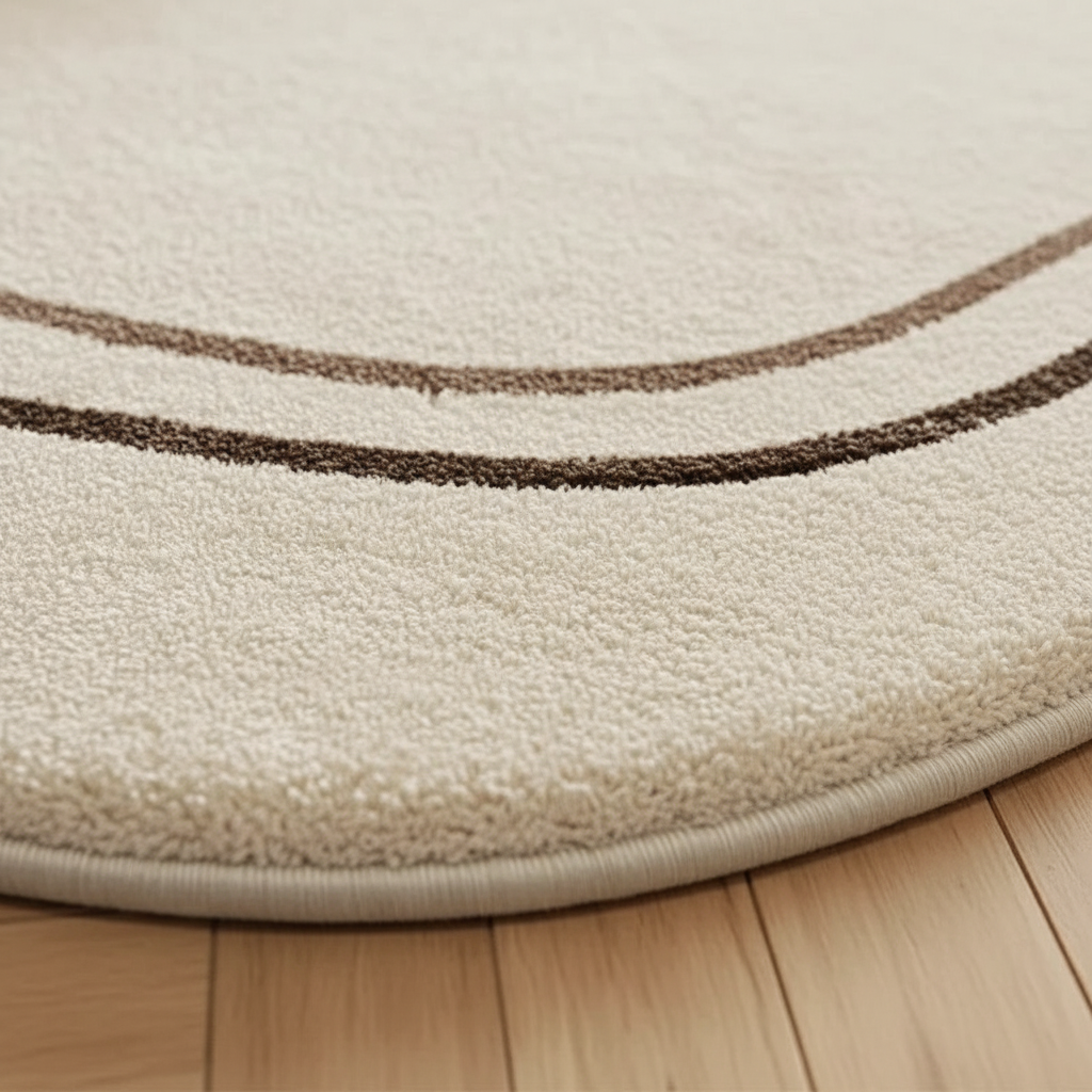 Tapis Beige Contour Marron - Tapis Forme Irrégulière de Salon