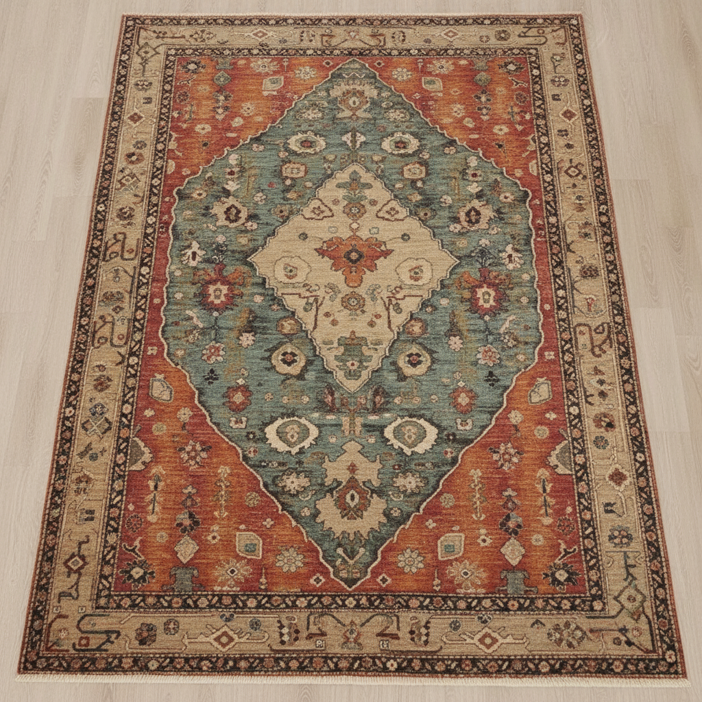 Tapis Berbère Floral en Losange - Élégance et Authenticité Marron / 50x80cm